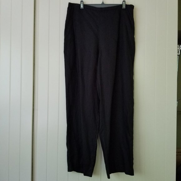 🆕 Black Linen Straight Leg Pants - Picture 3 of 5